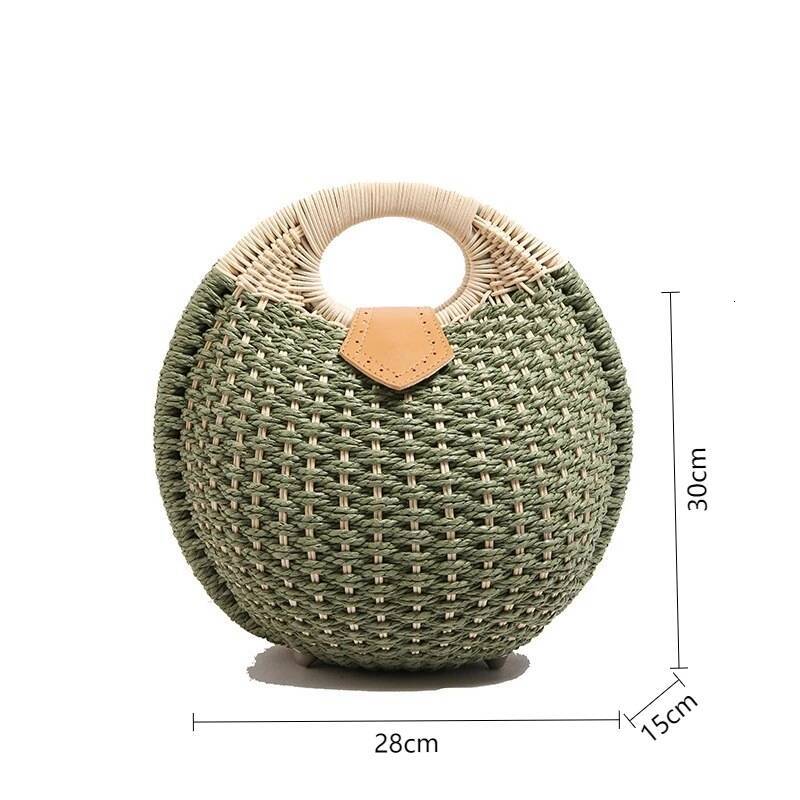Casual Straw Woven Spherical Top-Handle Bags Retro Personality Fashion Popularity High Quality Handbag for Women Summer New high-quality