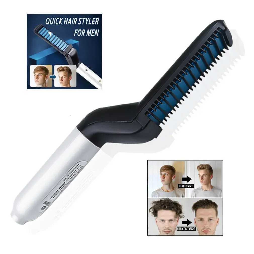 Quick Heating Long-lasting Beard Straightener Multifunctional Hair Comb Curling Curler Show Cap Men Comb Dropshipping W250814