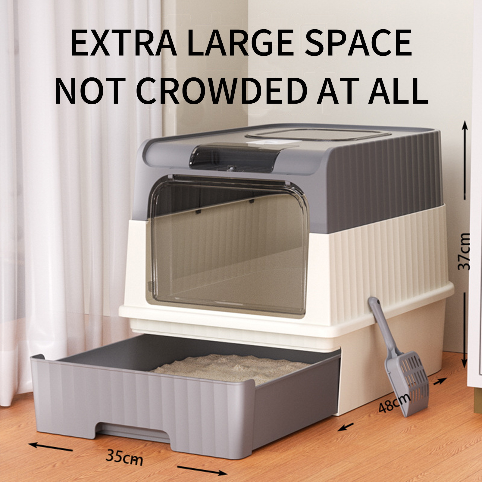 Cross border dropshipping oversized drawer style cat litter box, fully enclosed, UV resistant, cat toilet pet supplies