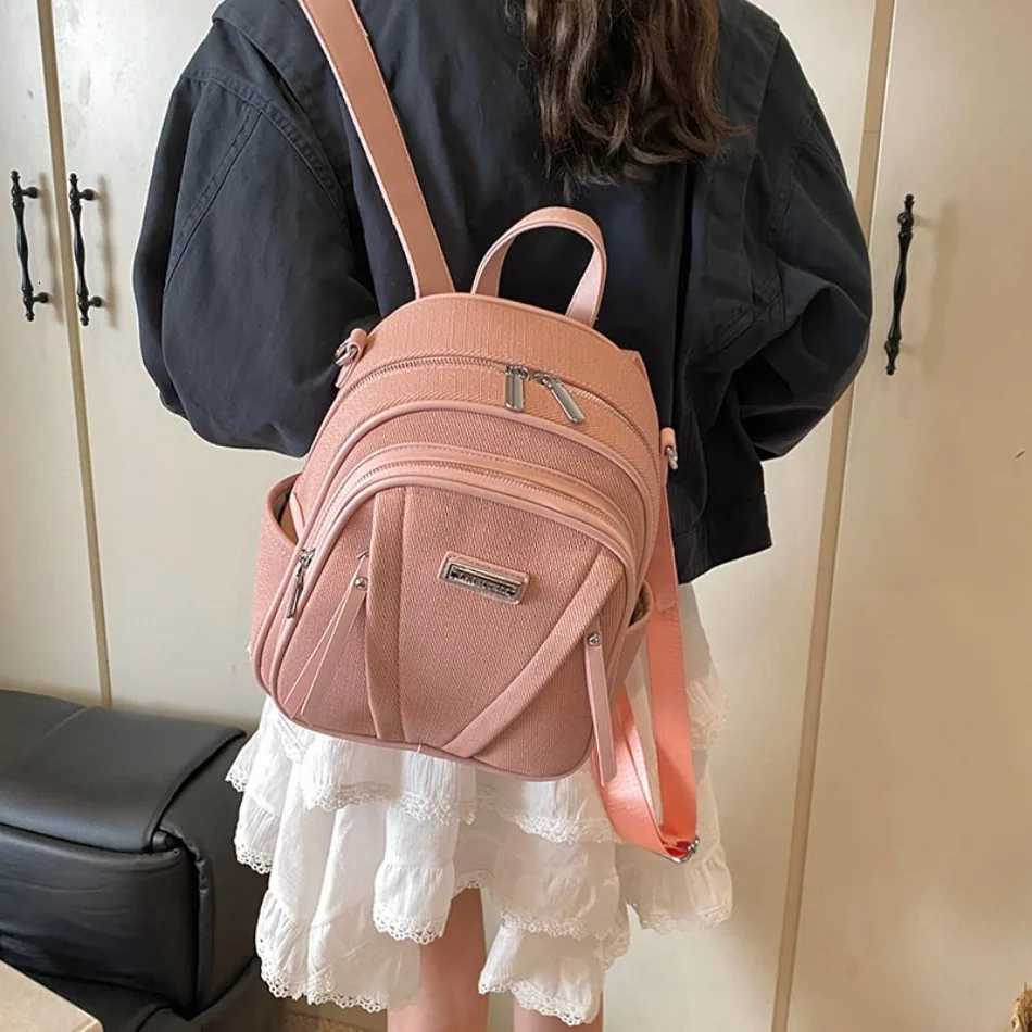 2025 New Women Backpack High Quality Solid Color Backpack Fashion Lides Shoulder Bags Multifunctional School Bags for Girls Sac XJ250814