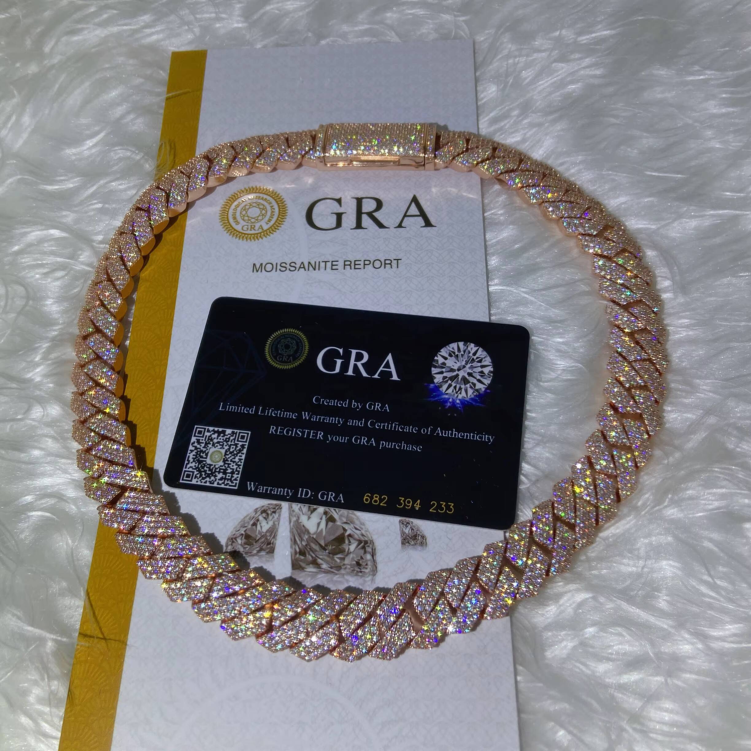 Hot Selling Necklace Sier Iced Out Lab Dia Vvs Moissanite Hip Hop Jewelry Real Gold Plated Cuban Link Chain