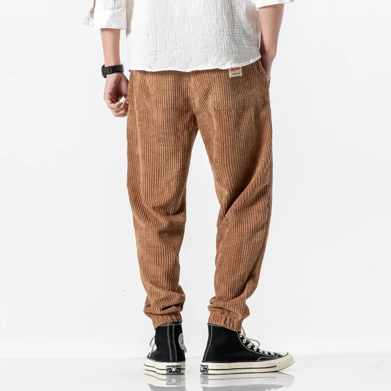 2025 Japanese Loose Water Washed Mens Casual Pants Chinese Wind Light Core Velvet Small Leg Pants Trendy Mens Pants 250813