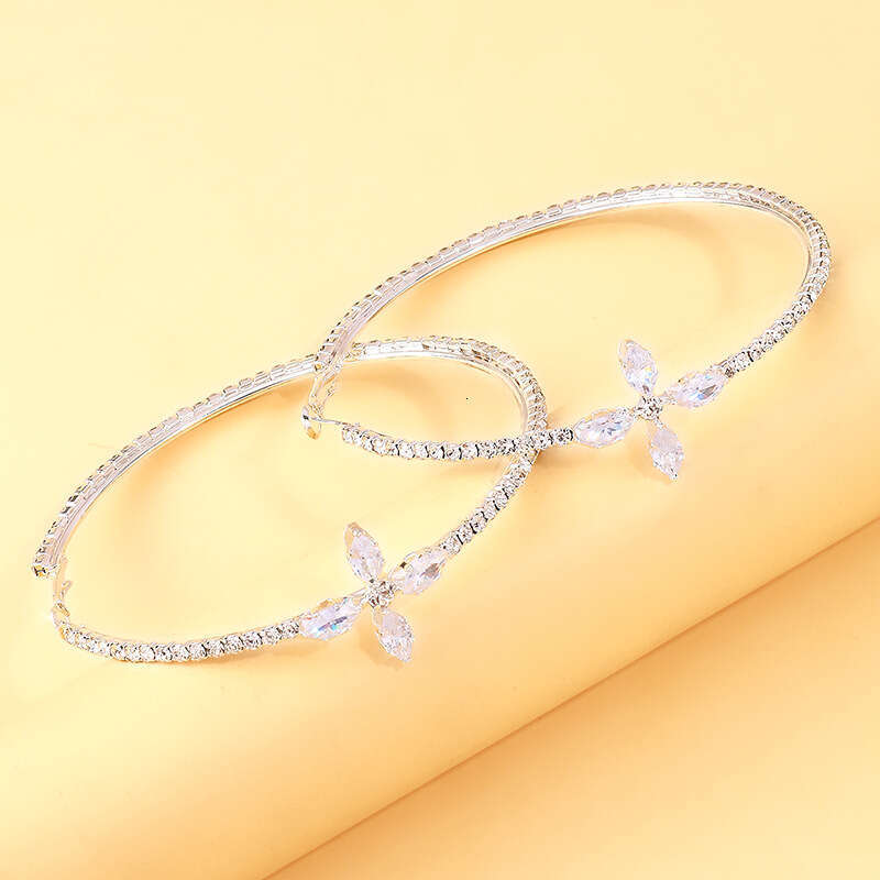 Minimalist Cross Hoop Earrings - Gold/Silver Geometric Circle Earrings with Zirconia | Unisex Chic Jewelry (KH2025041801)