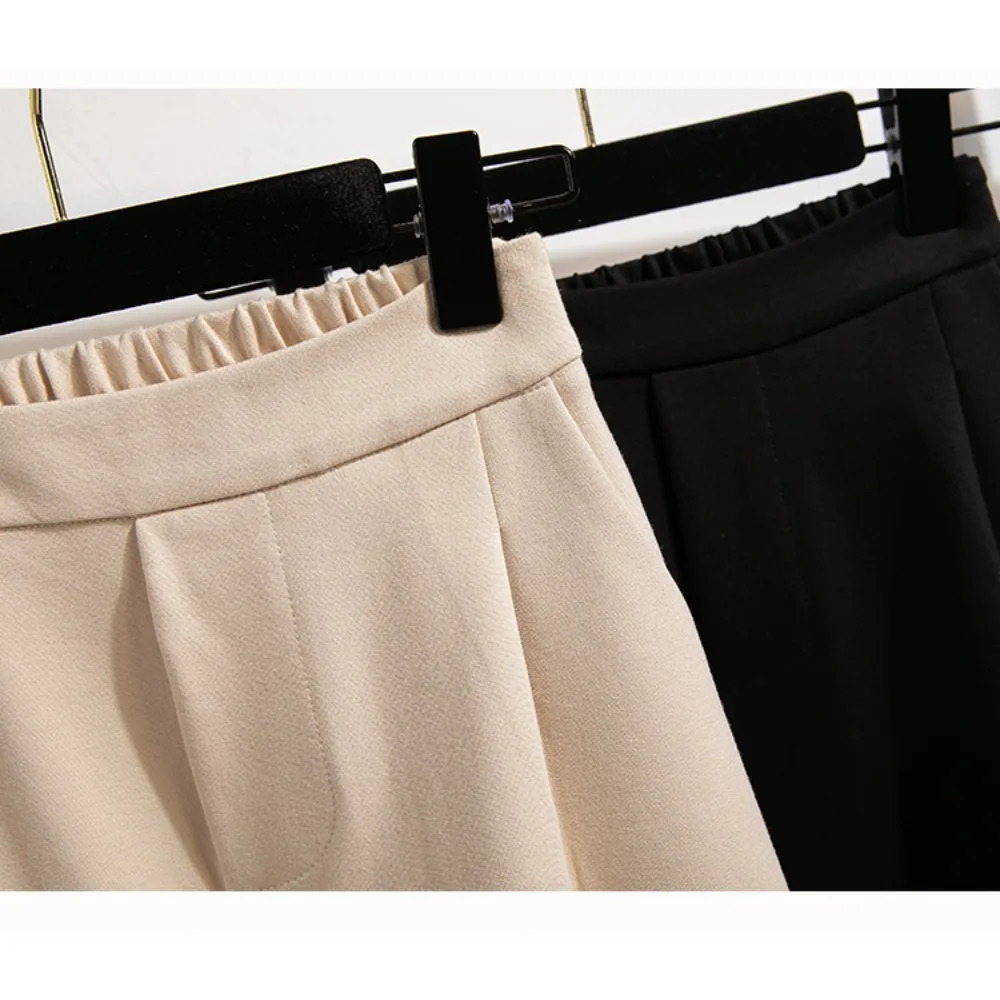 Casual High Waist loose Pockets solid Slim Straight Tube Full Length Pants Korean Fashion Plus Size Clothing 250808