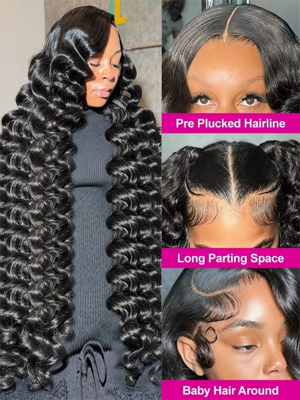 40 42 Inch 13x4 13x6 Hd Lace Frontal Wigs Deep Wave Wig For Brazilian Women Curly Human Hair Hair Deep Water Wave Lace Front Wig Synthetic