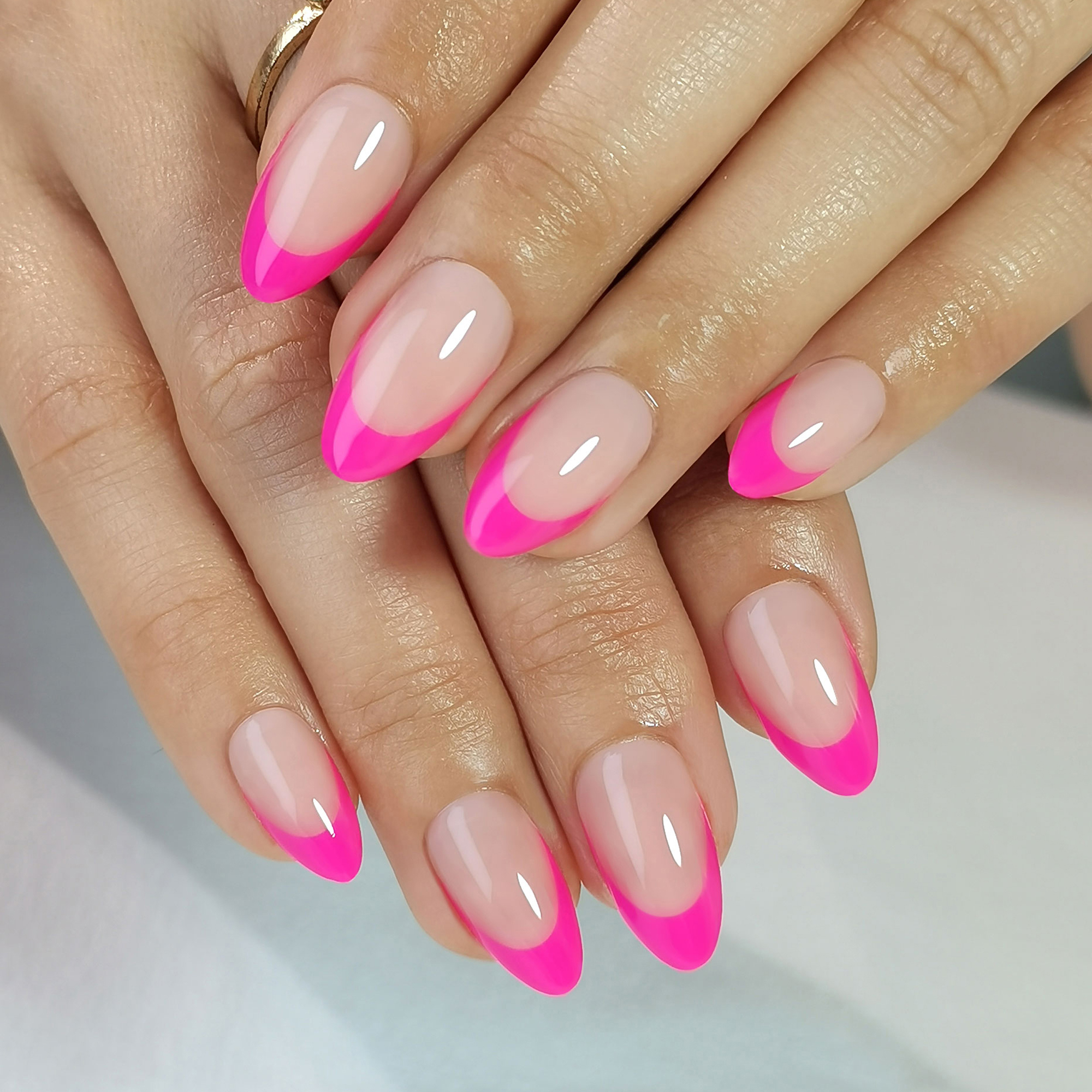 Rose-Tinted French Acrylic Gel Tips for Manicure Set Includes Adhesive + Variety Packaged Collection