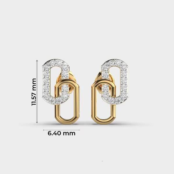 Romantic 10k Moissanite Fashion Earrings Beautiful Interlocking Chain Design Women's Wedding Gift
