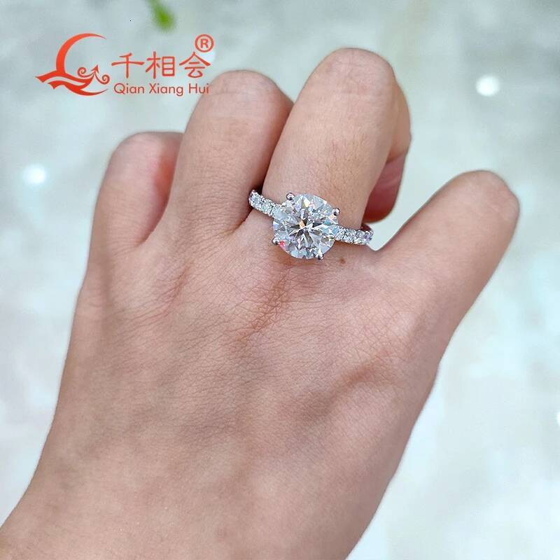 4ct 10mm round Moissanite Diamond Ring 2/3 Band 925 Sterling Silver D Color VVS Wedding Jewelry Making Engagement Ring