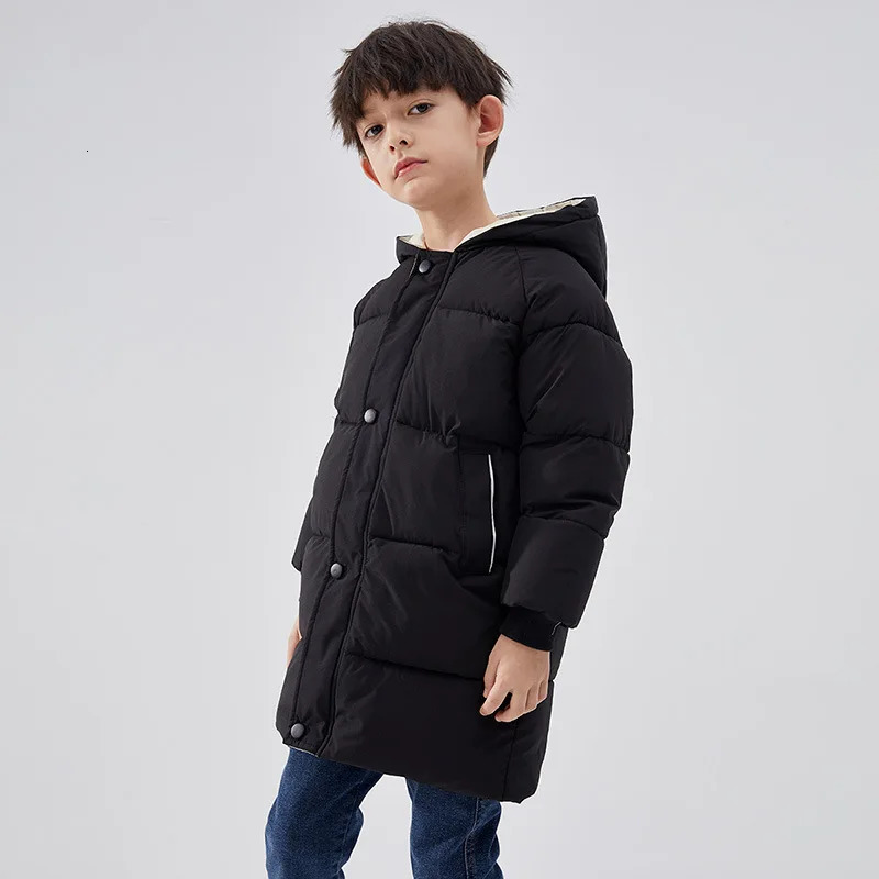 1-12Y Winter Kids Down Waterproof Jacket Boys Girls Solid Warm Parka Coat Cold Protection Hooded Cotton Windbreaker Outerwear 250813