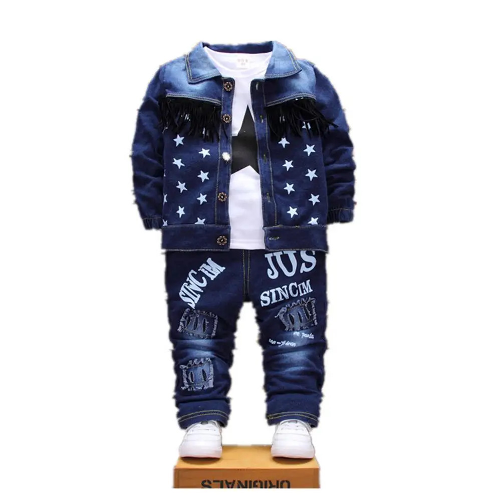 Baby Boy Clothes Childrens Spring Denim Set Fashion Trend Clothes Casual Suit Jacket Top Pants 3 Piece Set 250813