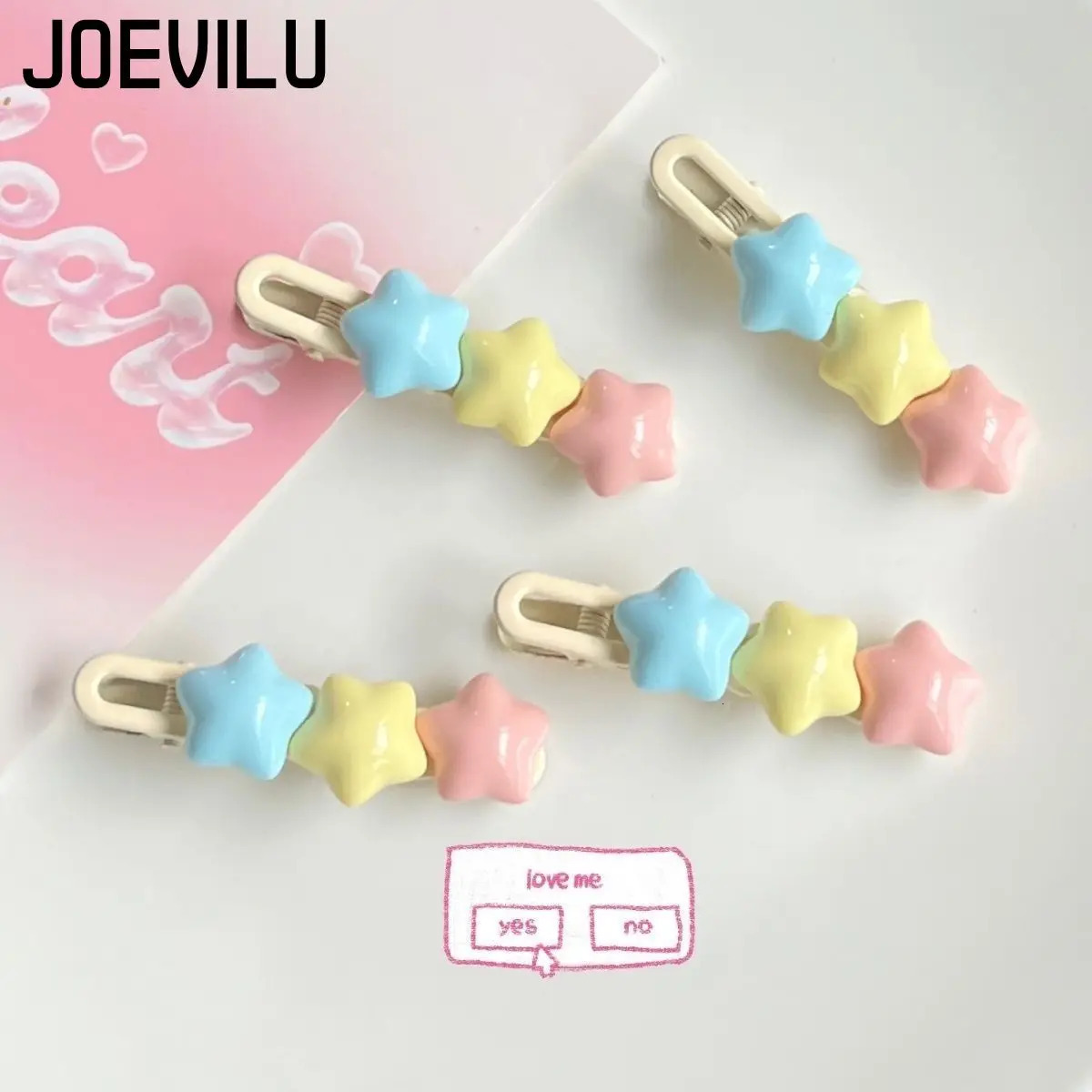 Pastel Star Hair Clips Cute 3 Color Kawaii Barrettes for Girls Long Wavy BB Hairpins for Side Bangs Aesthetic Hair Accessories 250812