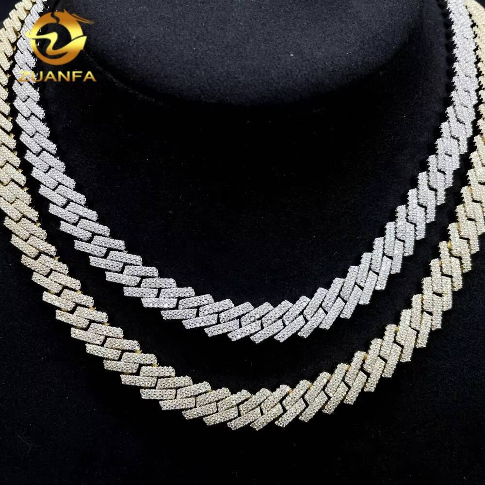 Hot Selling Ready to Ship Pass Diamond Tester Hip Hop Jewelry 10mm VVS Moissanite Cuban Link Chain 925 Silver Iced Out Necklace