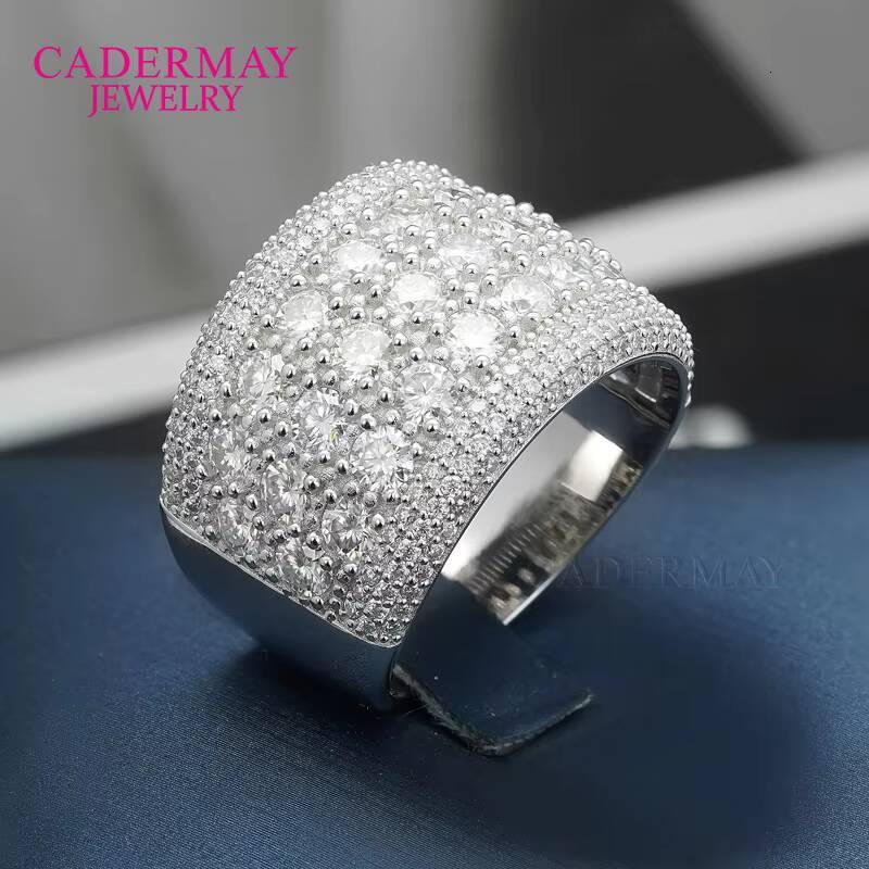 Cadermay Hip-Hop Jewelry Pass Dia Tester Custom Made Sterling Sier D VVS 3 Rows Half Eternity Moissanite Ring Band Men
