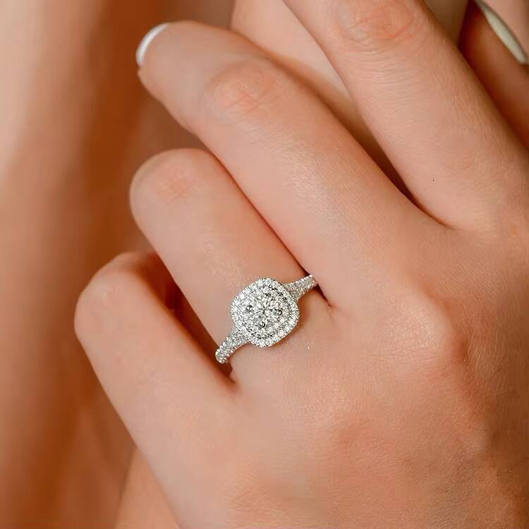 Customized 14k Solid Gold Wedding WIth 2ct Round Moissanite Dia Engagement Ring for Women