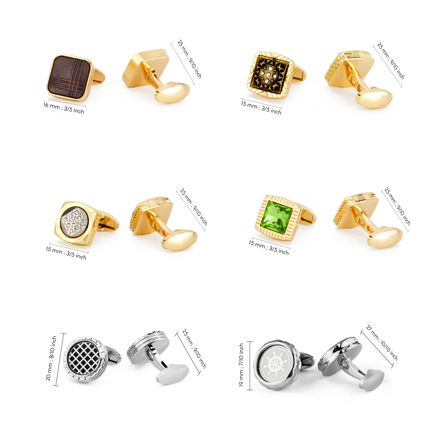 Cufflinks Man Shirt French Cufflinks For Mens Wedding Sleeve Button Square Cuff Button Men Cuff-link Tie Clip Gold-plated 250812