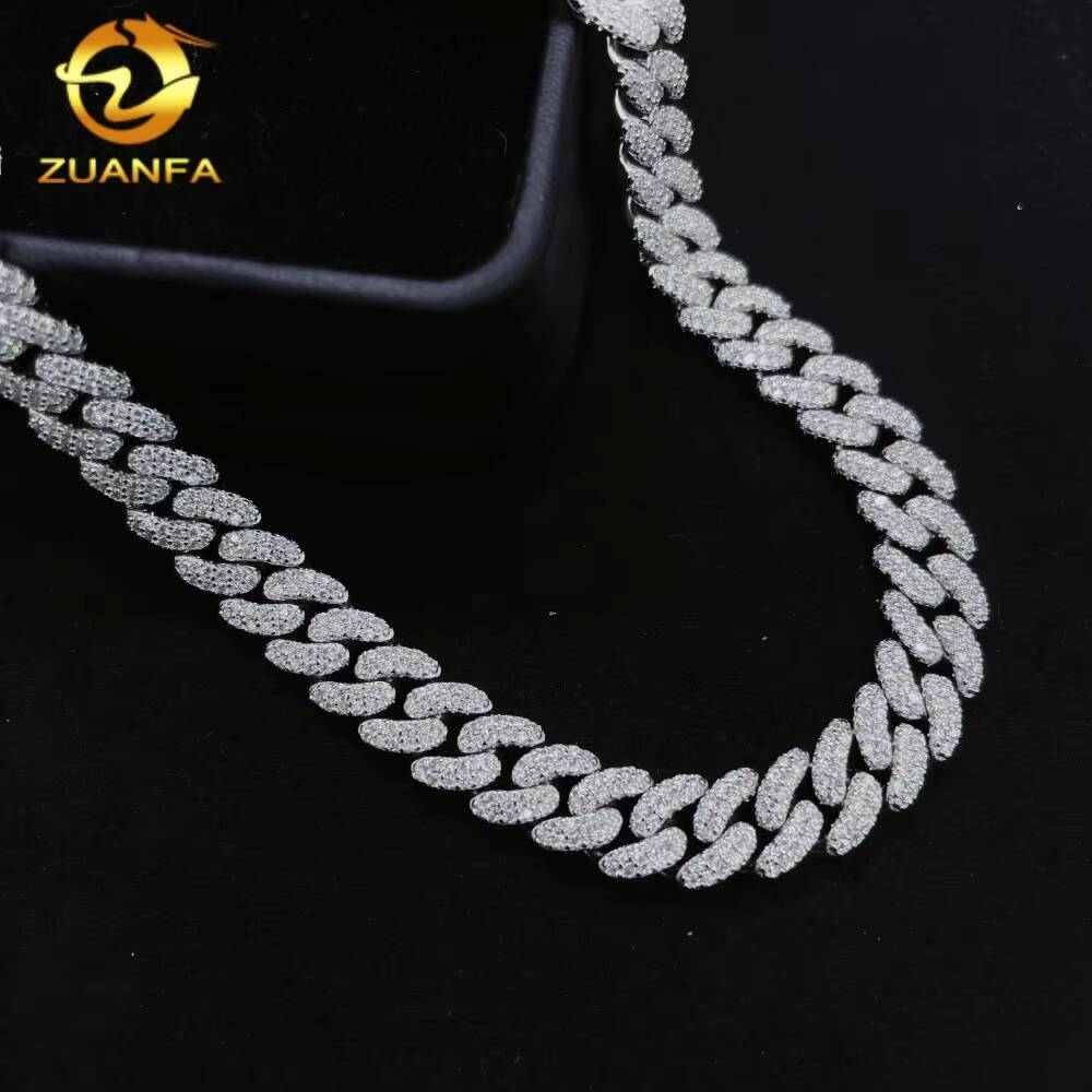 Promotion Price Hip Hop Necklace Fine Jewelry 925 Sterling Silver 8mm Iced Out VVS Moissanite Diamond Miami Cuban Link Chain