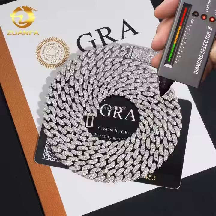 Promotion Price Hip Hop Necklace Fine Jewelry 925 Sterling Silver 8mm Iced Out VVS Moissanite Diamond Miami Cuban Link Chain