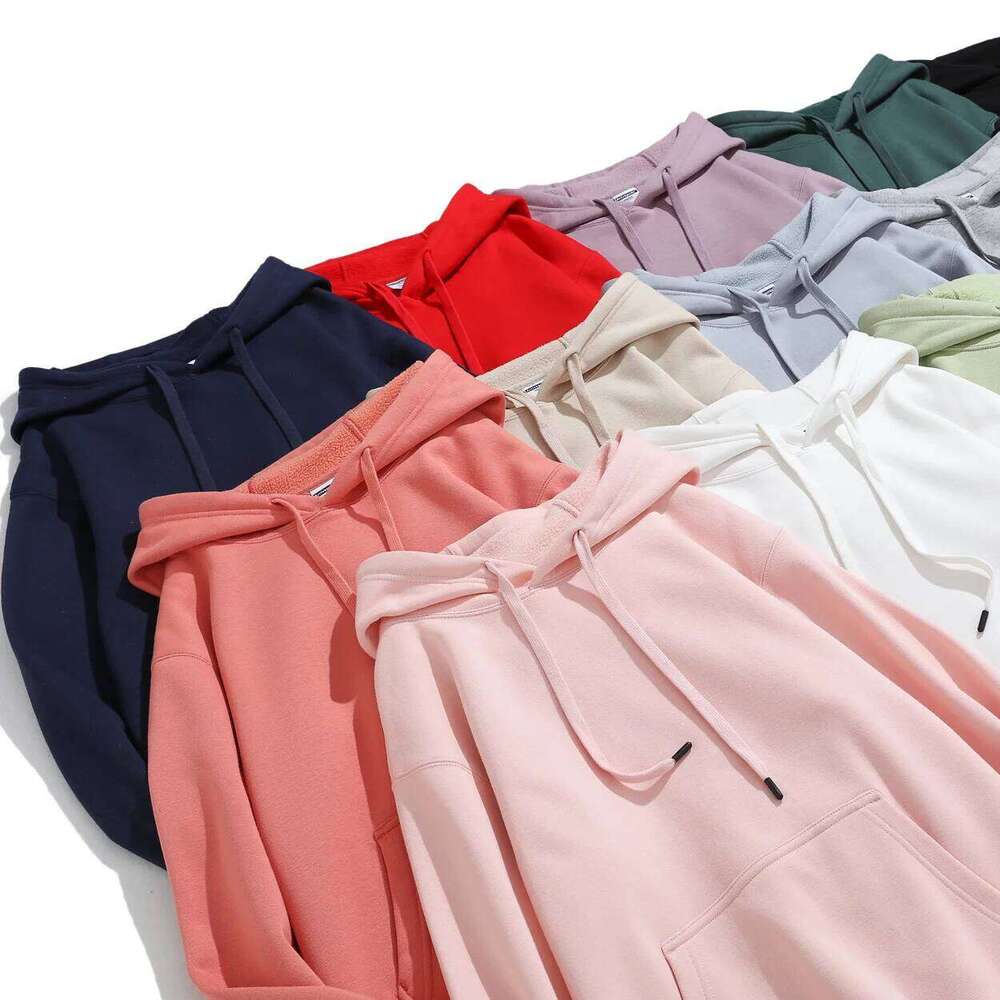 Spring Autumn Base Hooded Hoodies Men Thick 360G Fabric Polar Fleece Solid Basic Loose Sweatshirts Quality Women Pullovers Tops