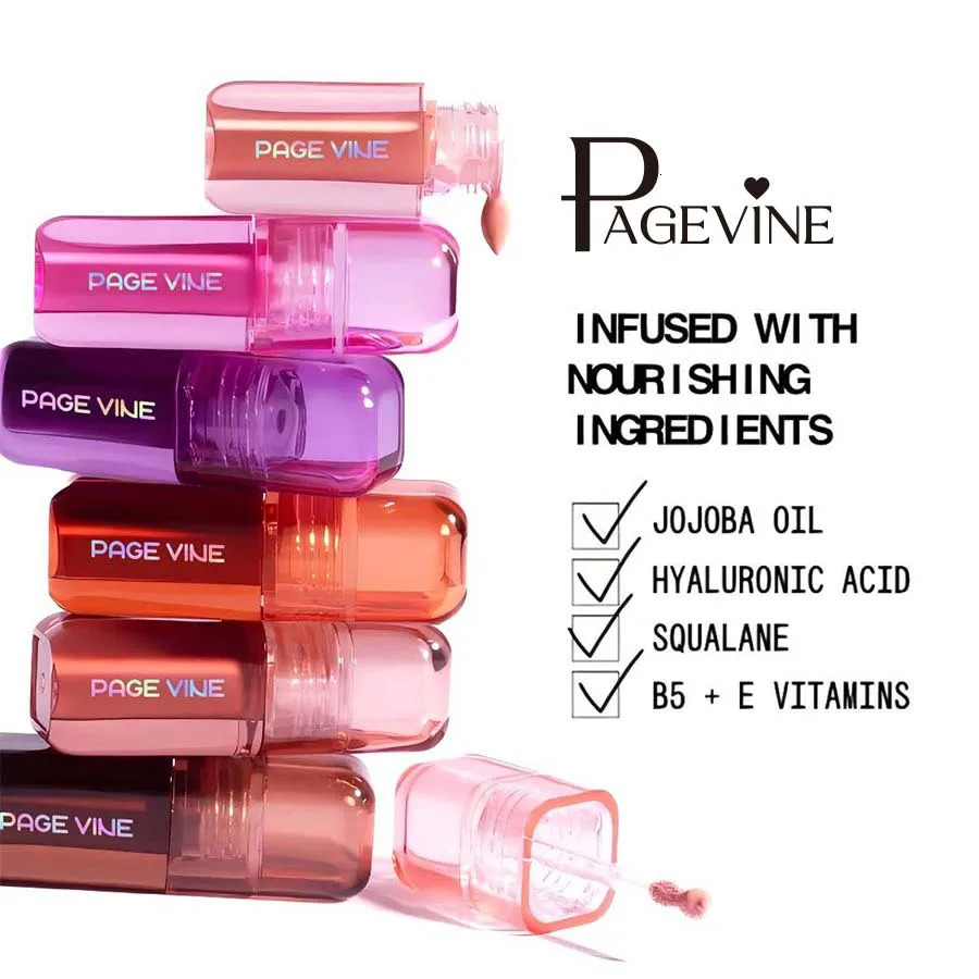 Page Vine Blush Liquid Rouge Matte Lips Cheeks Natural Highlighter Lip Gloss Blusher Nourishing Antler-shaped Brush Head Makeup 250813