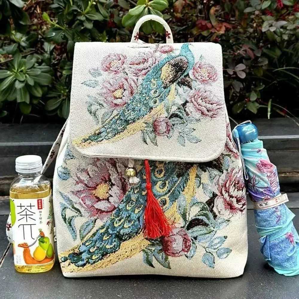 Backpack Bags for Women Embroidery Ethnic Style Streetwear Fashion Casual Vintage Elegant Harajuku Travel Canvas Bag Sports XJ250814