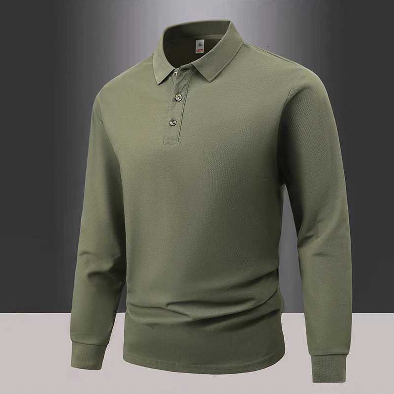Autumn Mens Polo Shirts Casual Long Sleeve Mens Solid Color Business Shirts Fashion Spring Streetwear Polo Collar T Shirt Men XJ250804
