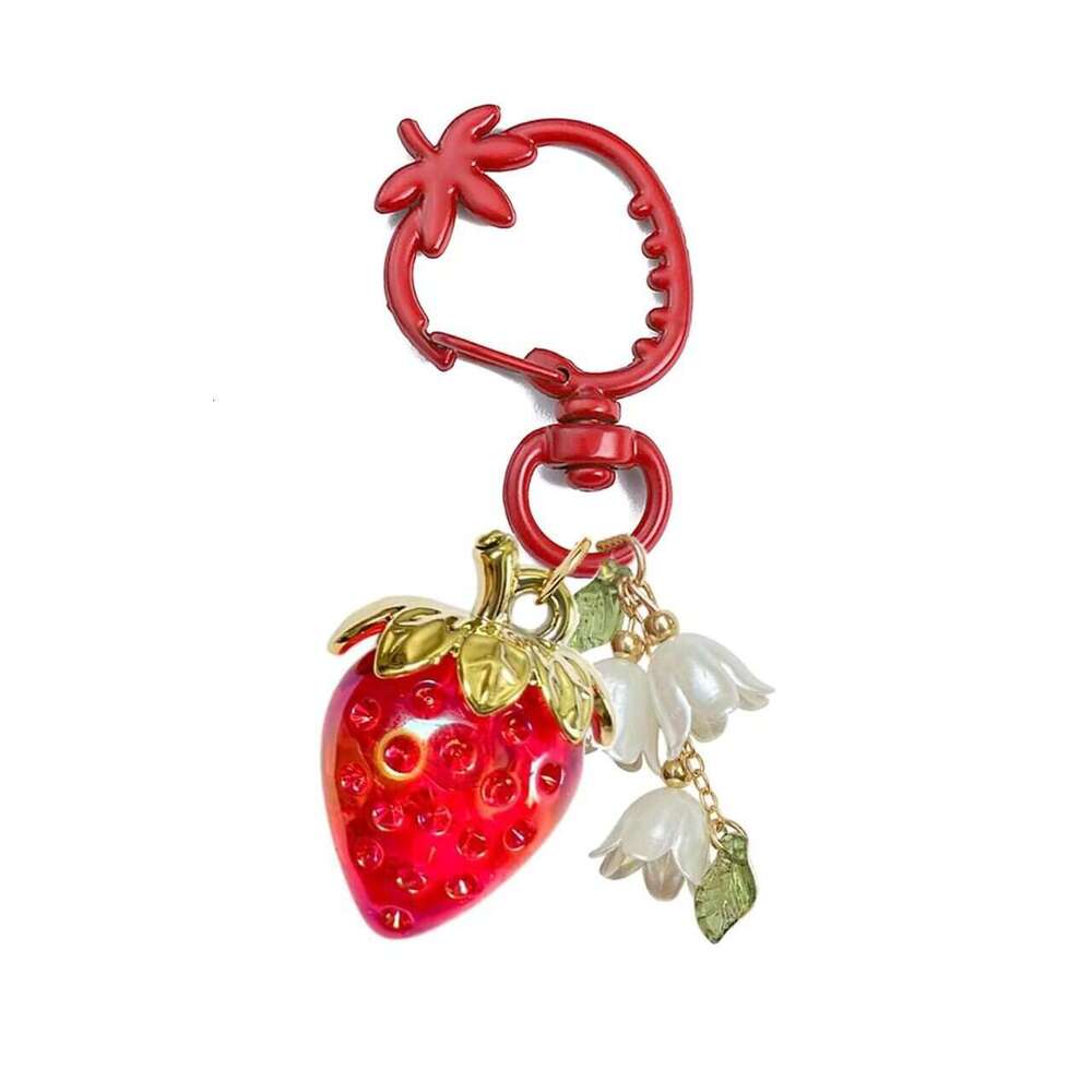 New Cute 3D Sweetheart Strawberry Keychain Ins Style Creative Bag Key Ring Rabbit Pendant