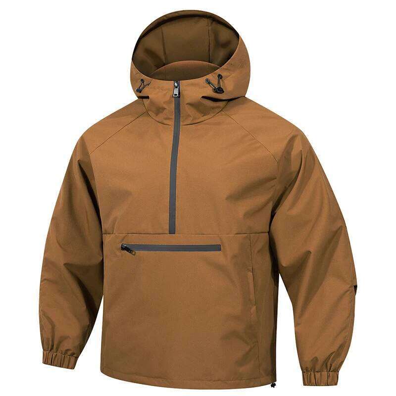 Men's Hooded Jacket Spring And Autumn Hoodie - American Street Trend Pullover. Sports Outdoor Half Collar Windbreaker&