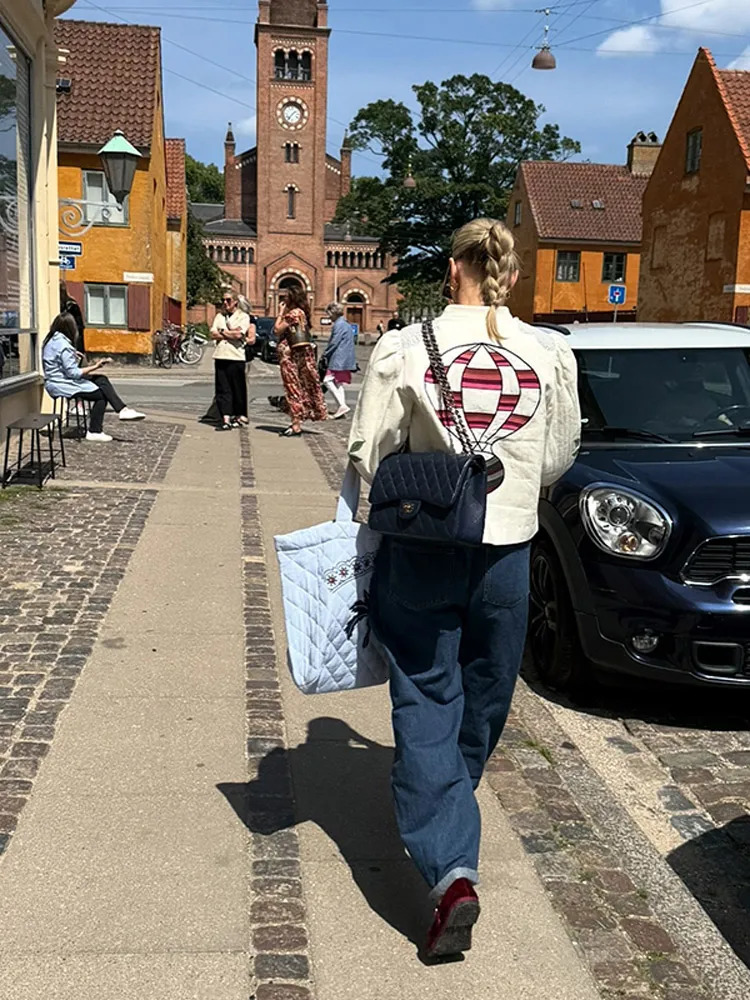 Casual Patchwork Printed Women s Jackets Loose O-neck Single Breasted Full Sleeve Jacket Female 2025 Early Autumn Lady Outwears 250813