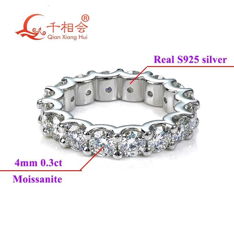 Customizable round Moissanite Eternity Band 0.3ct 4mm/0.5ct 5mm D VVS 925 Sterling Silver Jewelry for Engagement And Dating