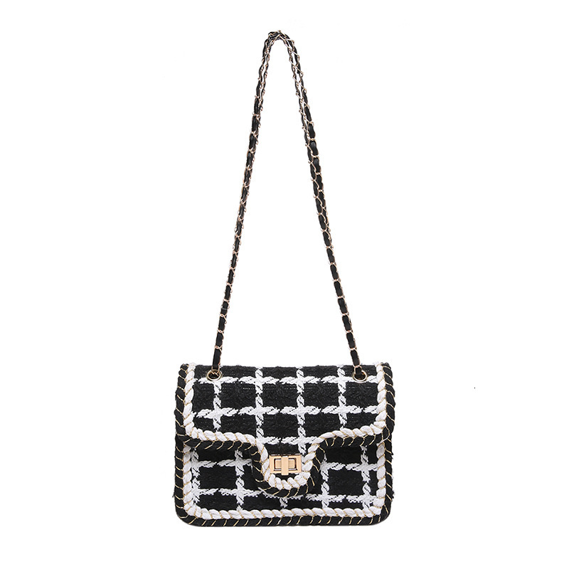 Luxury Brand Designer Bag New Style Plaid Woven Women's Bag Korean Version Ins Style Retro Fashion Single Shoulder Bag Chain Small Square Bag