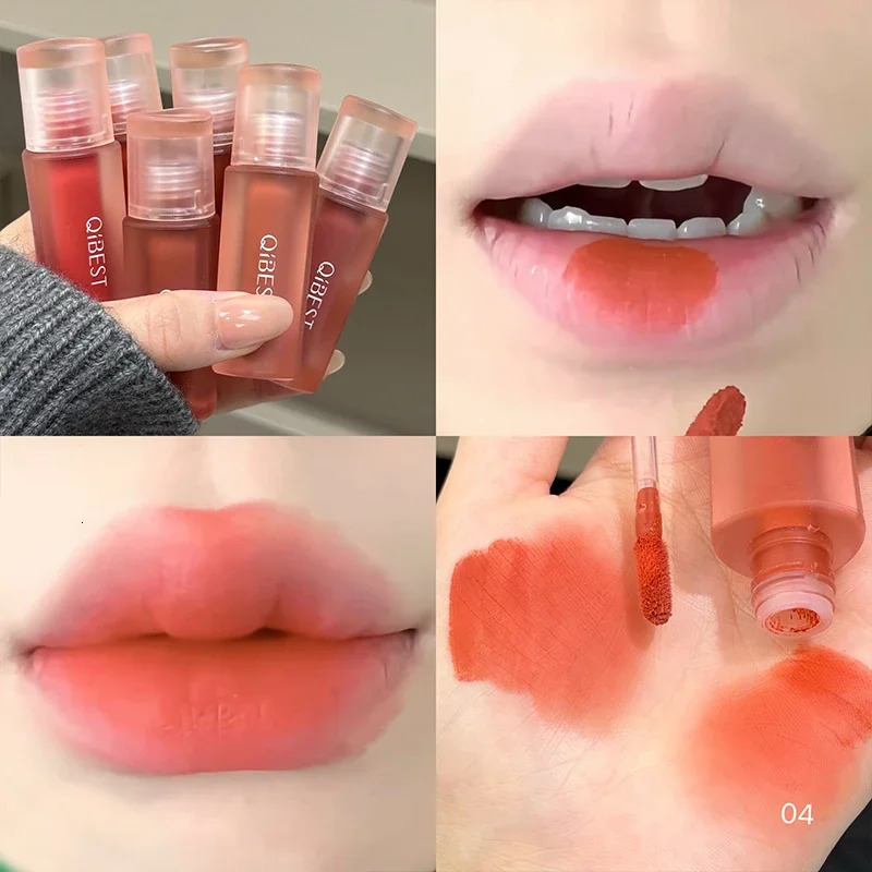 Qi Matte Lip Glaze Nude Lipstick Velvet Durable Gloss Sexy Red Liquid Lipstick Makeup Waterproof Lasting Lip Mud Cosmetics 250812