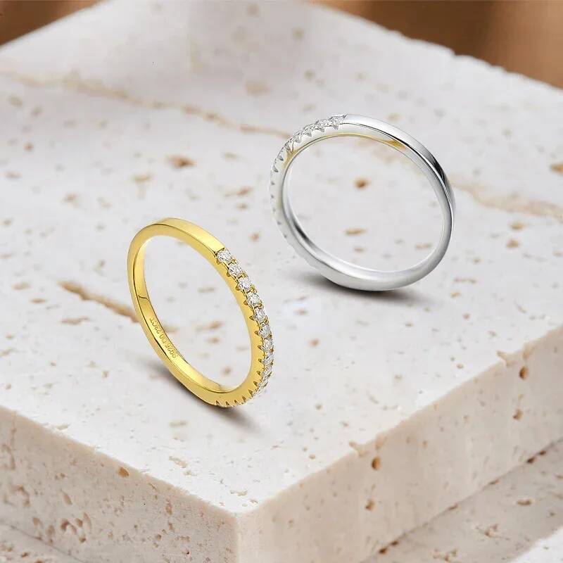 Real D Color Moissanite Finger Rings For Women Sparking 925 Sterling Silver 18K White Gold Plated Engagement Party Band Jewelry