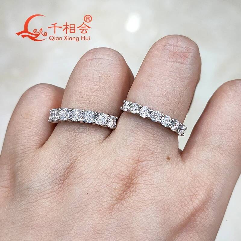3.5mm 0.2ct Seven Stones Half Eternity Band 925 Sterling Silver Ring D VVS color moissanite Wedding Jewelry Rings Engagement