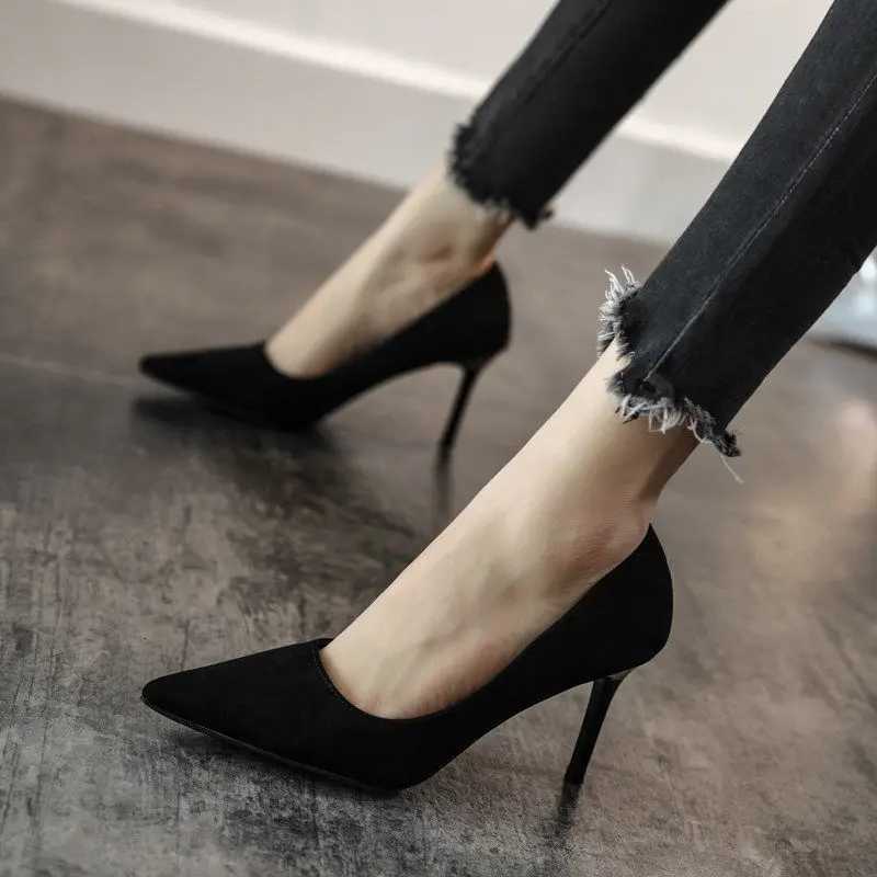 2023 New Women Shoes Women Pumps Suede High Heels Fashion Office Shoes Stiletto Party Shoes Female Comfort Women Heels W250814