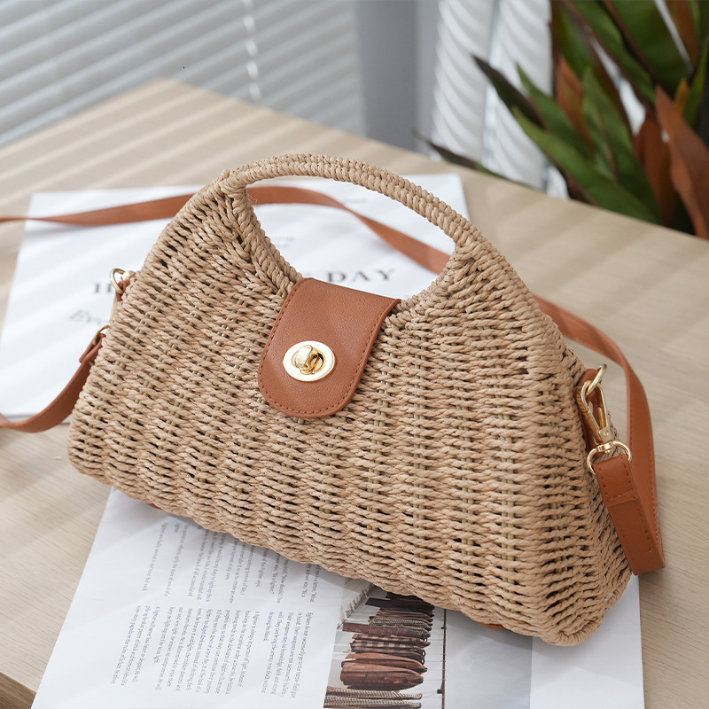 Luxury Brand Designer Bag Beach Vacation Style Beach Bag Summer New Artistic Retro Woven Bag Handheld Shoulder Crossbody Bag With Handle For Women