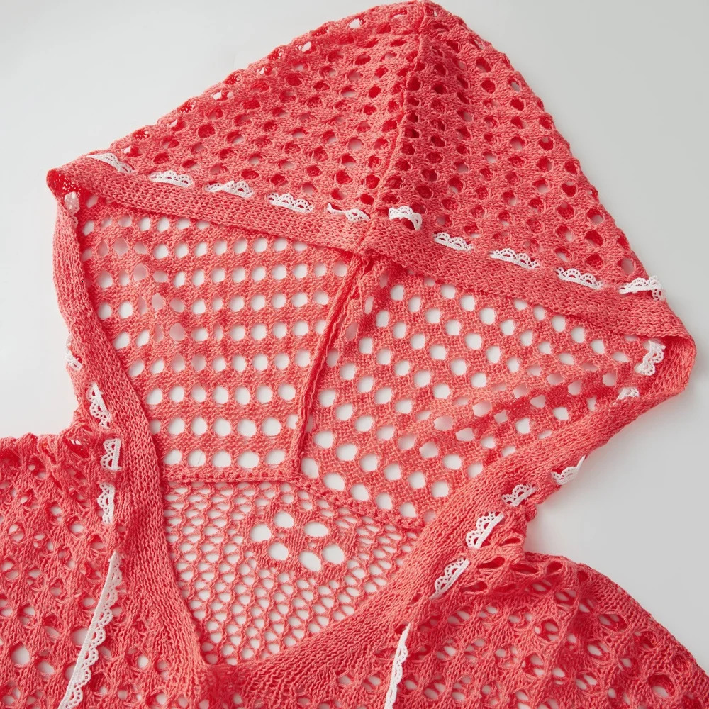 Puloru Hollow Out Knit Crochet Pullover Tops American Flag Long Sleeve Scoop Neck Sweater Womens Loose Knitwear Cover-up Smocks 250808