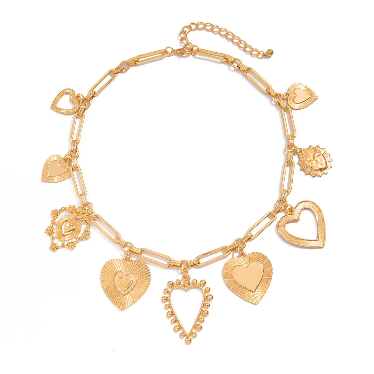 PuRui Goth Personalized Big Love Heart Pendant Choker Necklace for Women Punk Metal Gold Color Chain Neck Jewelry Accessories 250812