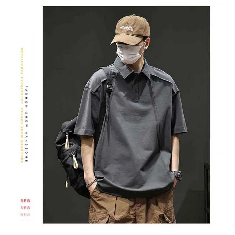 2626 Summer new mens POLO shirt lapel short-sleeved T-shirt splicing fashion loose with high-end 100% cotton XJ250804