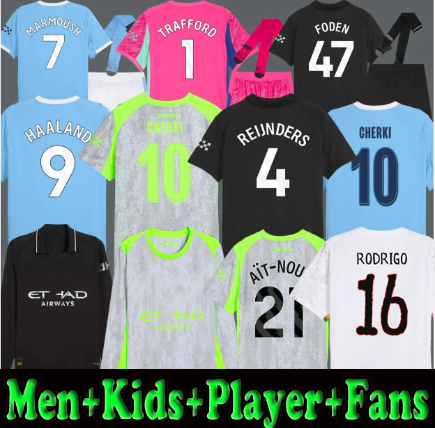 25 26 HAALAND soccer jerseys FODEN MARMOUSH DOKU Cherki KOVACIC GVARDIOL DE BRUYNE Reijnders football shirt MAN kids kits goalkeeper 2025 Ait-Nouri RODRIGO Doku