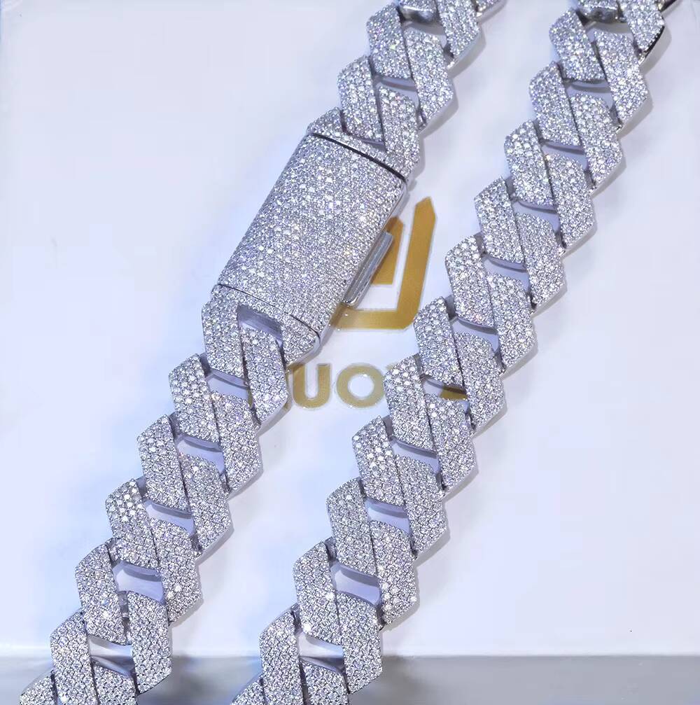 NUOYA 15mm Iced Out Cuban Link Necklace Men Hip Hop Jewelry Shiny VVS Moissanite Sier Chain Gift for Party