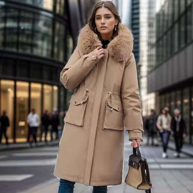 2025 Piece Two In One Overcomes Winter New Style Knee Length Women's Plus Size Cotton Jacket Windbreaker