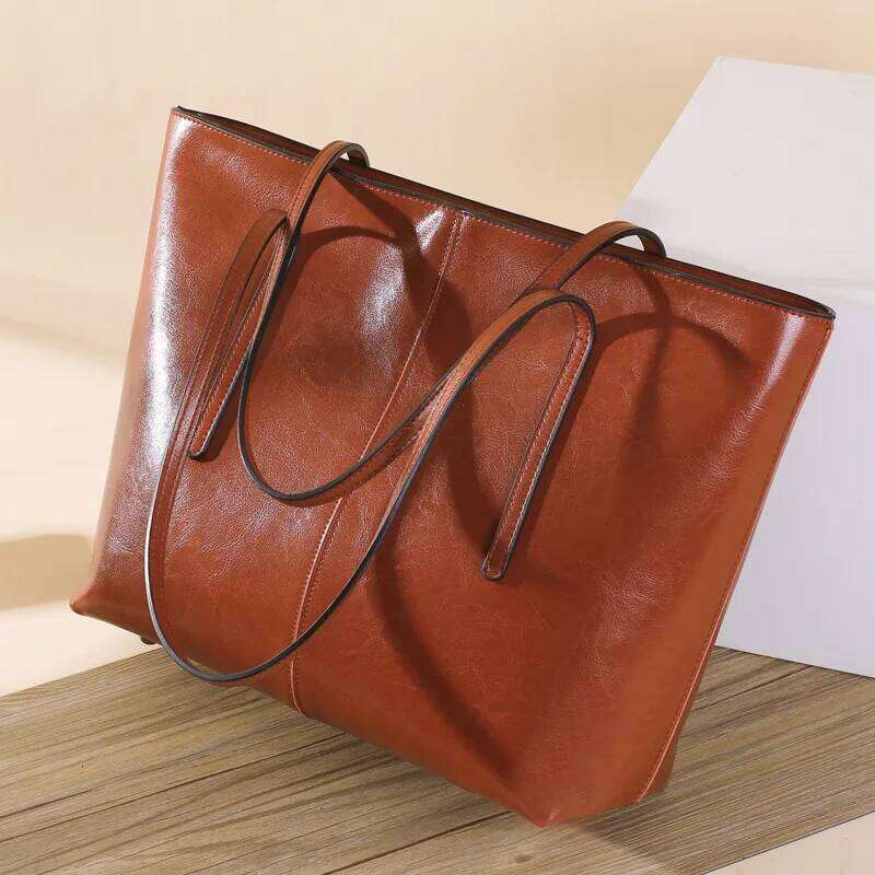 Genuine Leather Women s Large Capacity Tote Bag Fashion High quality Cowhide hand shoulder Commuter shopping bag