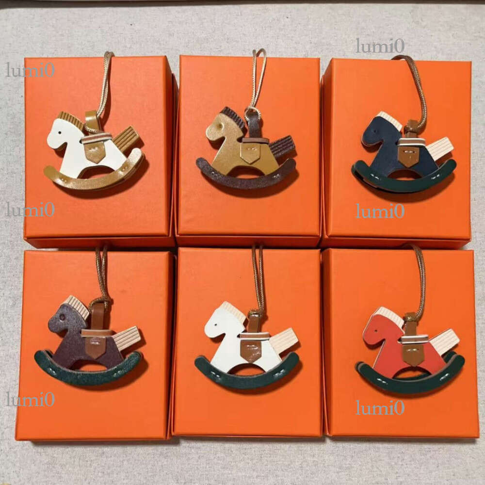 H Brand PU Leather Little Horse Ornament Car Rearview Mirror Rocking Bag Pendant