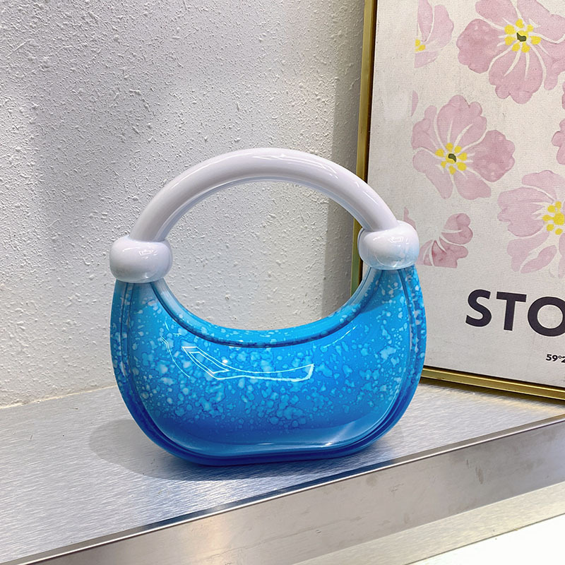 Chic Acrylic Evening Clutch - Modern Crescent Shape for Stylish Occasions