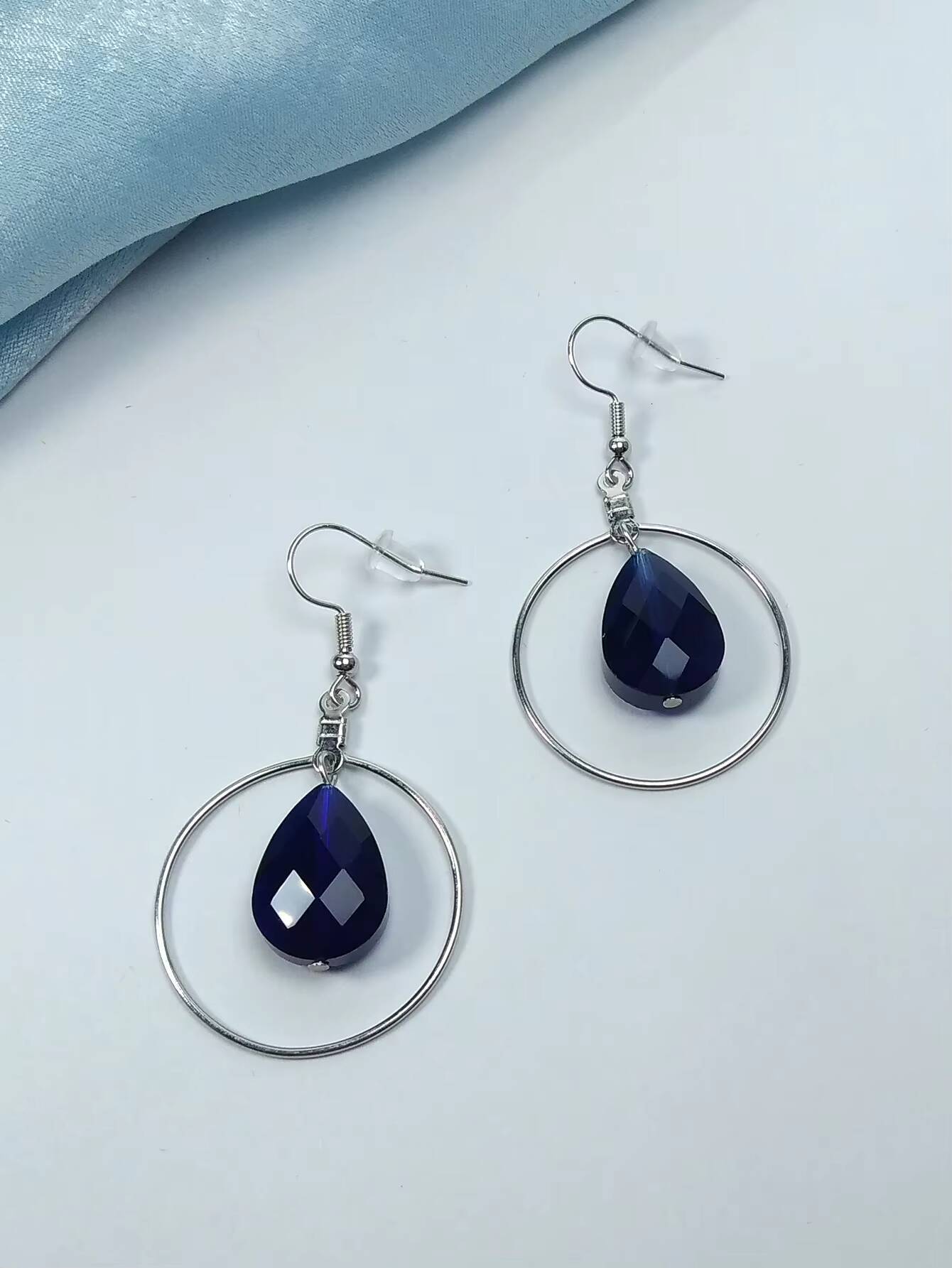 Round fashion Earrings, Female Personality Exaggerated, Water Drop Glass Earrings