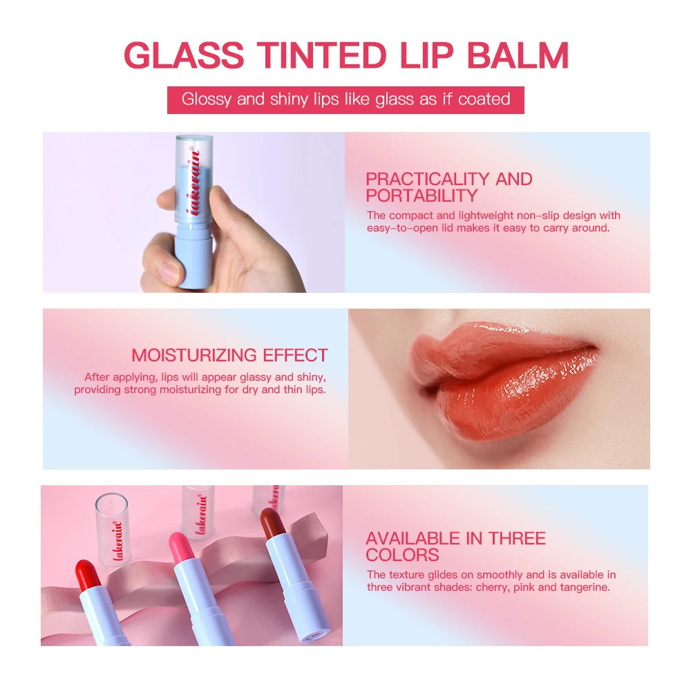 Glass Tinted Lip Balm Light Cherry Red Orange Glow Vegetarian Lip Balm With Bright Clear Color Korea Lip Cosmetics 250813