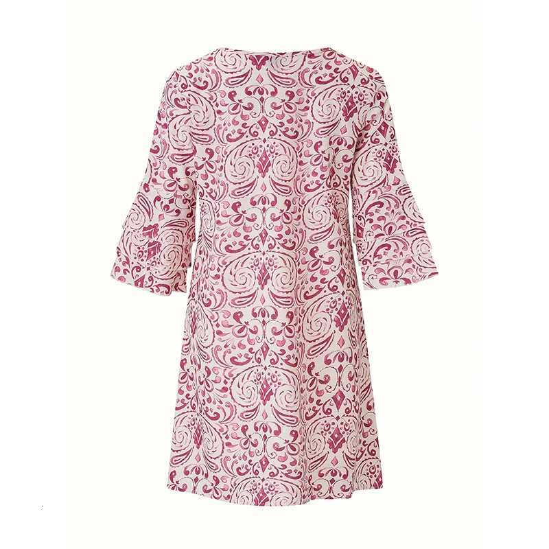 2024 Summer New Dress Fashion V-neck Women Comting No Rules Rose-red Print Casual Flared Sve Dress Beach Vacation Women XJ250814