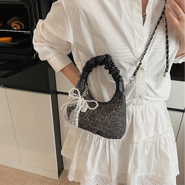 Free Shipping Designer Women's Wrinkle Cloud Bag Mini Handbag New Casual Chain Shoulder Bag Fashionable Luxury PU Denim Glitter Makeup Bag