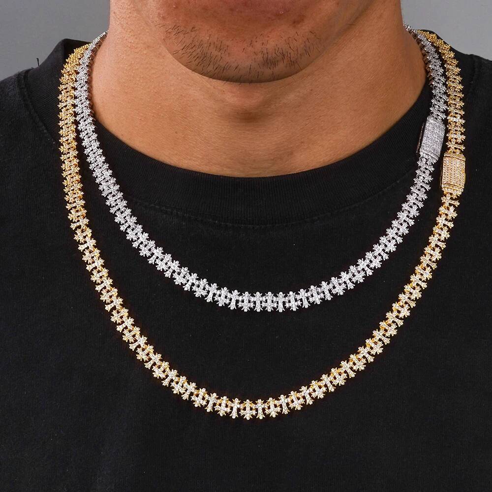 Hip Hop Style 8/11mm Minimalist Design Moissanite Cross Necklace With VVS Diamond 925 Silver Cuban Chain Necklace