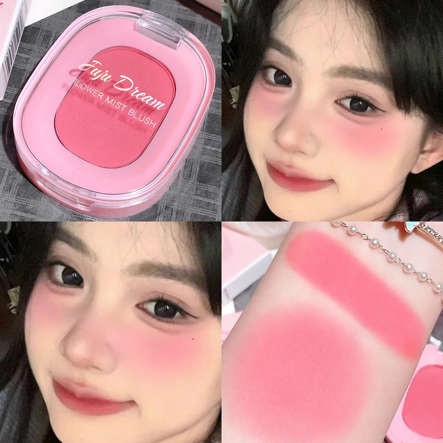 Monochrome flower mist blush powder fine matte brightens rouge natural nude powder pink trimming blush 250813